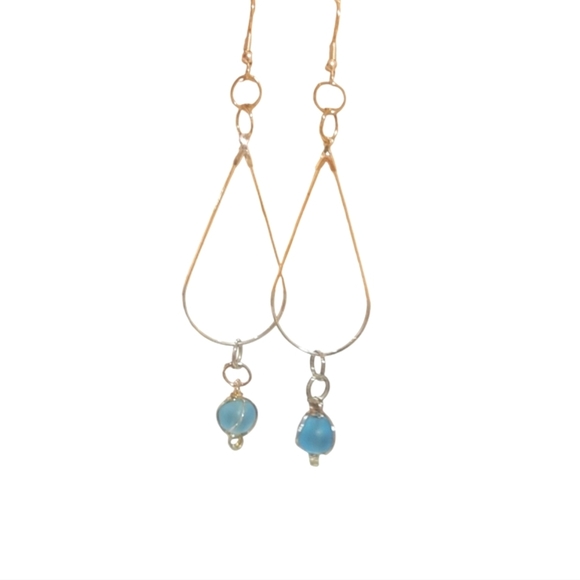 Jewelry - Gold and Blue Drop Earrings